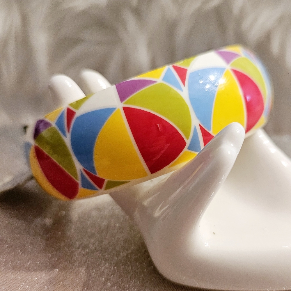 Vintage NOS Eaton Plastic Bangle Bracelet Colourful Beach Balls